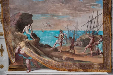 Bacchus bereikt Ariadne verlaten door Theseus op het eiland Naxos