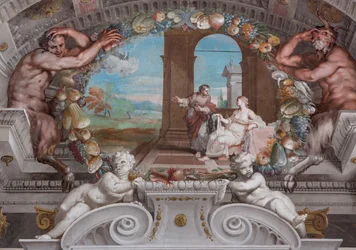 Een van de eenenveertig panelen met scènes die de gebeurtenissen van Bacchus vertellen