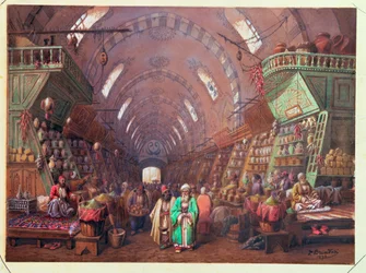 Een bazaar in Constantinopel, 1873
