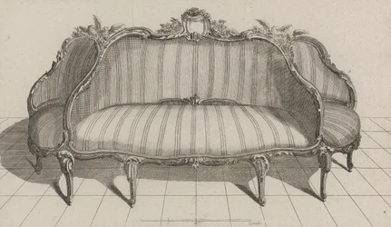Canapé à Jouë dans le gout Pictoresque, gepubliceerd midden jaren 1770 (gravure op geschept papier)