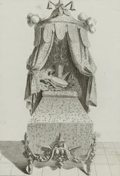 Lit à la Chinoise, gepubliceerd midden jaren 1770 (gravure op geschept papier)