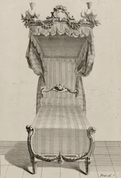 Lit à la Française, gepubliceerd midden jaren 1770 (gravure op geschept papier)