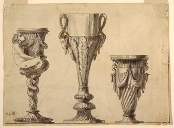 Ontwerp voor een Kandelaar, Beker en Vaas