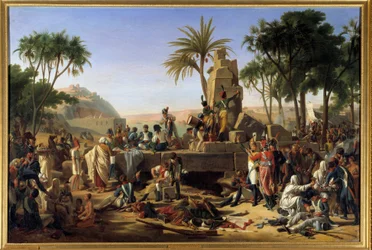 Campagne (Expeditie) van Egypte (1798-1801): "Stop de Franse leger in Syene in Opper-Egypte, 2/02/1799" De soldaten rusten