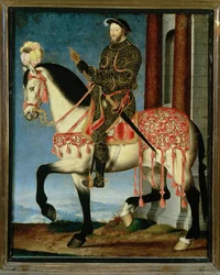 Ruitersportret van François I van Frankrijk ... (schilderij op doek)