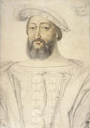 Portret van Frans I (1494-1547), Koning van Frankrijk door Clouet, Jean (ca. 1485-1541). Zwart krijt en sanguine op papier, formaat: 31,6x22,5, Eerste helft van de 16e eeuw, Staats Hermitage, St. Petersburg