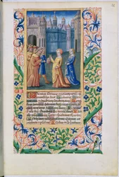 Ms Lat. Q.v.I.126 f.48 Judith keert terug naar Bethulia met het afgehakte hoofd van Holofernes, uit het 
