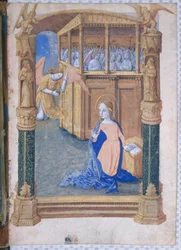 Ms. Lat. Q.v.I.126, fol. 12v: De Annunciatie, uit het getijdenboek van Lodewijk van Orléans, 1490
