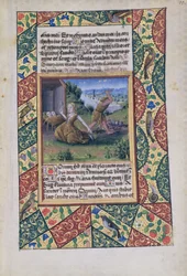 Adam en Eva aan het zwoegen, uit het Getijdenboek van Lodewijk van Orléans, 1490