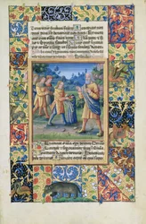 De broers van Jozef tonen hun vader bewijs dat Jozef dood is, uit het Getijdenboek van Lodewijk van Orléans, 1490