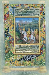 Het leger van de Israëlieten, uit het Getijdenboek van Lodewijk van Orléans, 1490