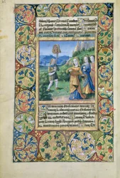 Ms. Lat. Q.v.I.126 fol.34v David met het hoofd van Goliath, uit het 