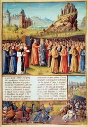 Tweede Kruistocht (1147-1149): Koning Lodewijk VII neemt het kruis op in Vézelay in aanwezigheid van Sint Bernardus van Clairvaux en de bisschop van Versailles op 31/03/1146. Veel baronnen namen ook het kruis