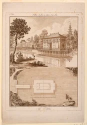 Ontwerp voor een Chinees paviljoen in een meer