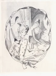 Illustratie van twee coquettes en een heer, 1920