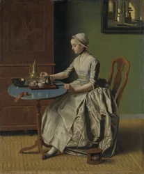 Een Nederlands meisje bij het ontbijt, ca. 1756