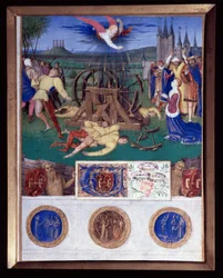 Het martelaarschap van Catharina van Alexandrië Miniatuur uit 