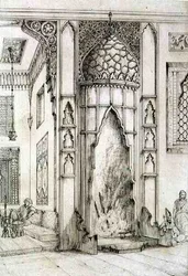 Open haard in het Paleis van de Zeven Torens, in Isfahan, uit 
