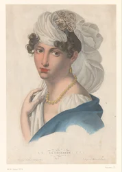 Vrouw met gouden oorbel, ketting en witte sluier