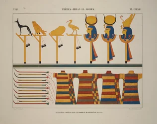 Wapens en Tekens, Thebe, Biban-el-Molouk, illustratie uit "Monumenten van Egypte en Nubië, 1845"