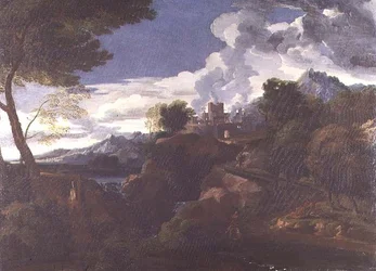 Landschap met een brandende stad