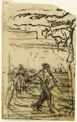 Schetsen, Fragment: Boer Zittend aan de Voet van een Boom