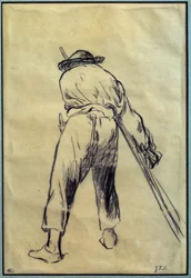 De maaier Voorbereidende tekening door Jean François Millet (1814-1875) 19e eeuw Parijs, Louvre Museum