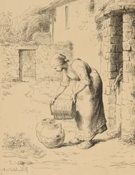 Vrouw die een emmer leegt, 1862