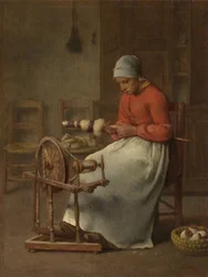 Vrouw aan het spinnen