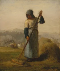 Vrouw met een hark, waarschijnlijk 1856-57