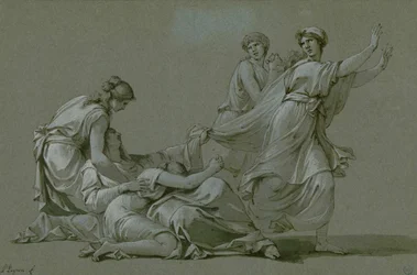 De jonge mannen en vrouwen van Athene om als offer slachtoffers aan Minotaurus te worden aangeboden, ca. 1778