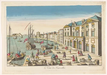 Gezicht op het Stadhuis en de haven te Marseille