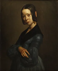 Portret van Pauline Ono in blauw
