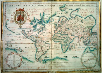 Universele hydrografische kaart. Manuscript door Jean Guerard, Franse geograaf. 1734