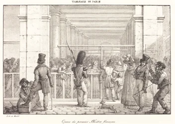 Wachtrij bij het eerste Franse theater