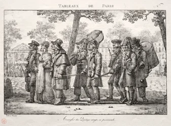 Scènes van Parijs: Blinde mannen van de Quinze Vingts, wandelen