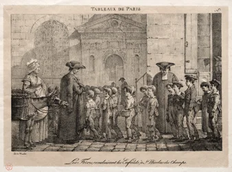 Scènes van Parijs: De Broers begeleiden de Kinderen naar St. Nicholas van de Velden