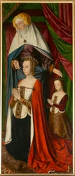Anne de Beaujeu en haar dochter Suzanne, met Sint Anna (detail)