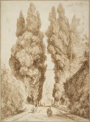 Cypress Avenue in de Villa d`Este in Tivoli