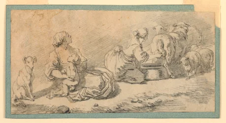 Tekening, Pastorale scène, ca. 1770