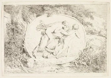 Nimf op de rug van een sater, uit Bacchanales, of Satyrs