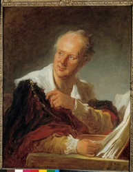 Portret van Denis Diderot (1713-1784) Schrijver. Schilderij door Jean Honore Fragonard