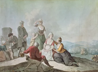 Voltaire in gesprek met de boeren in Ferney