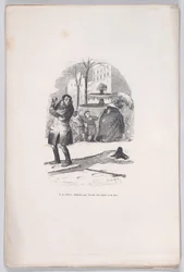 Hij staat op, bedekt van top tot teen met sneeuw. uit de Kleine ellende van het menselijk leven, 1843