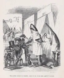 We gaan de spieren insnijden, de botten zagen, kortom, de zieken genezen uit Sc..., ca. 1837-47