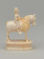 Witte paard, schaakstuk, India, circa 1820