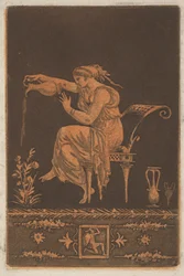 Jeune femme drapée, assise, arrosant une plante, ca. 1784
