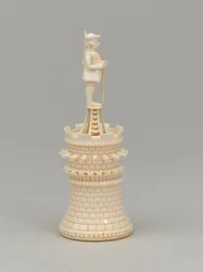 Witte toren, schaakstuk, India, circa 1820