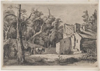 Ingang van het bos van Brie met huisje aan de rechterkant, 1772