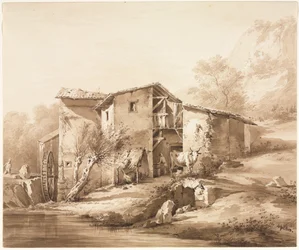 Landschap met watermolen